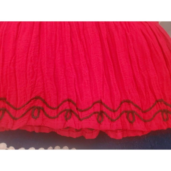 Vintage Lucia Lukken Red Embroidered Broom Skirt Set Top & Skirt Sz L - Picture 5 of 6